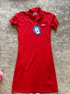 Columbia Bright Red Polo Button Shirt